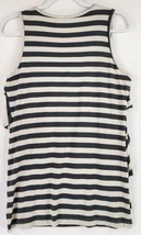 Stetson Shirt Womens Medium Gray Ivory Striped Ruffled Layered V Neck Tank Top - £23.73 GBP