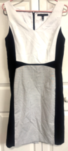White House Black Market 8 Women&#39;s Black &amp; White Pencil Sheath Lined Dress - $24.75