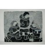 Gary Bernett Sculpture Green Marble Inuit Children Relief Signed - £173.98 GBP