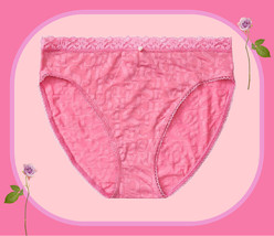 M L XL  Pink Rose Burnout Lace LOGO Victorias Secret HighLeg WaistBrief Pantie - $12.99