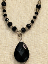 Lia Sophia Faceted Black Tear Drop Seed Bead Statement Collar Beaded Necklace  - £15.11 GBP
