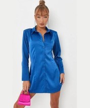 Missguided Petite Profond Manchette Robe Chemise en Bleu 14 US 10 Eur 42 ( - £12.84 GBP