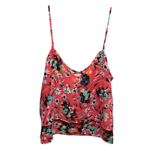 L&#39;Amour Womens Camisole Cami Top Multicolor Red Floral Sleeveless Tiered Boho L - £23.77 GBP