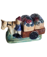 Donkey Flower Cart Occupied Japan Porcelain Salt And Pepper Shakers Vintage - $27.71