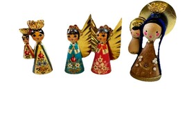 Vintage 1970s Hand-Painted Wooden Angel Figures Set of 4 – Made in Austria - $30.00