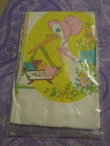 Vtg Baby Shower  Paper Table Cover Birthday Party Supplies Vintage Decorations - £22.14 GBP
