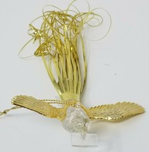 Christmas Ornament Carrier Pigeon Gold Color Wing Tasseled Tail Vintage  - £11.85 GBP