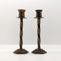 Vintage Brass Candlestick Holders, Twisted Stem - £17.99 GBP