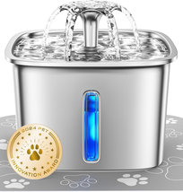 Award-Winning Stainless Steel Automatic Pet Water Fountain, 95Oz - £38.02 GBP