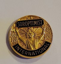 Vintage Soroptimist International Membership Yellow Gold Tone Enamel Pin... - $38.69