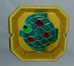 Vintage Ceramic Square Ashtray with Fish Made in Japan Fish Ashtray MCM ... - £11.79 GBP
