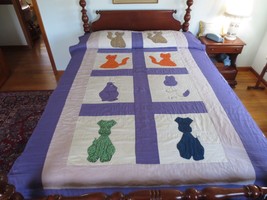 Hand Quilted &amp; Appliqued Cotton Patchwork Animal Quilt Or Cutter #4 - 62&quot; X 98&quot; - £15.98 GBP