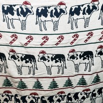 Christmas Cows Candy Cane Trees Tapestry Throw Blanket Crown Crafts 49&quot; ... - £41.73 GBP