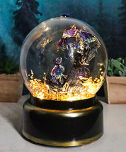 Blue Dragon With Baby Wyrmling Family Musical LED Light Air Powered Water Globe - £33.03 GBP