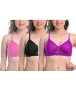 Bra Padded Bra Pack Of 3 Bra Sets Women&#39;s Bra Non Wired Full Cup Bras Gi... - £22.48 GBP