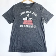 Peanuts Snoopy T Shirt Mens M “I think I’m Allergic to Mornings” Dark Gray Adult - £10.06 GBP