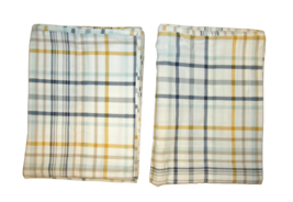 Mainstays Standard Pillowcase Set Microfiber Plaid Stripe White Yellow Blue - $149.65 MXN