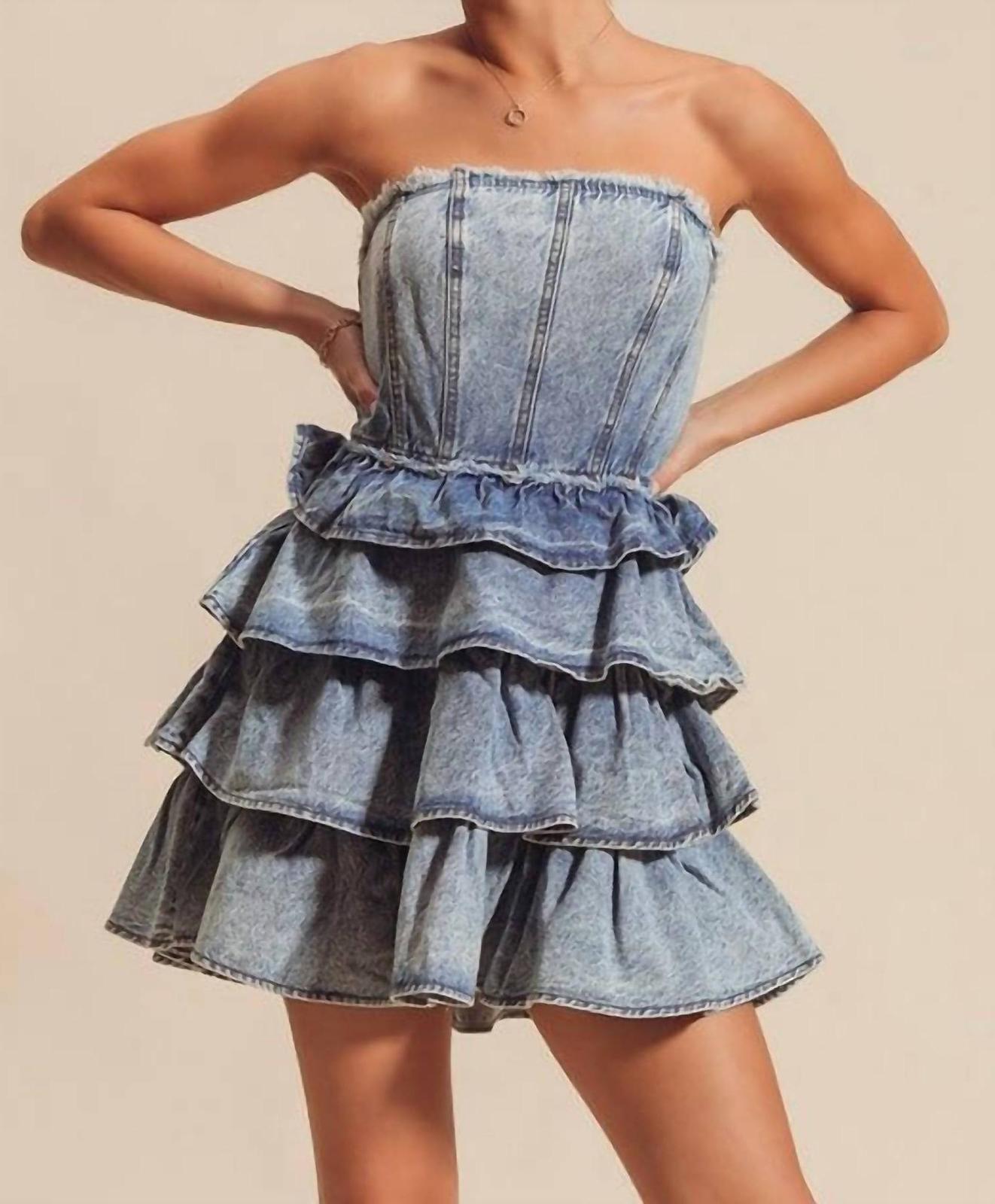 So Me Jean Strapless Dress Size L - $44.55