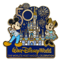 Disney Minnie and Mickey Mouse with Cinderella Castle 50th Anniversary pin - £12.86 GBP