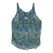 Avenue Womens Shirt Size 26/28 Purple Green Floral Sleeveless Sheer Ruffles  - £16.36 GBP
