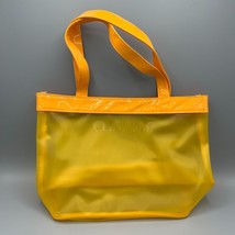 Clinique Happy Beach Bag Orange See-Thru Plastic Tote Bag 13&quot;x9&quot;x4&quot; Shopper - £10.27 GBP