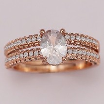 14k rose gold Plated vintage bridal Set engagement Ring Set 2.2 CT Diamond - $92.79