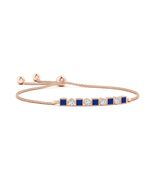 ANGARA 1.37 Ct Square Sapphire and Round Diamond Bolo Bracelet in 14K So... - $2,829.00