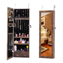 Fashion Simple Jewelry Storage Mirror Cabinet - Antique Gray - $111.42