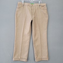 Habands Mens Pants Size 38 Brown Stretch Retro Textured Classic Straight Leg Zip - £12.05 GBP