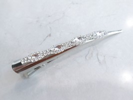 Silver alligator hair claw clip with oval clear crystals - $14.95