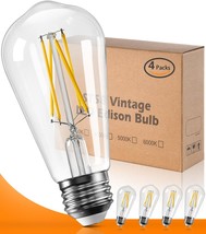 Energy-Saving E26 Led Bulb 60 Watt Vintage Led Edison Bulbs Daylight, Pack Of 4 - £31.07 GBP