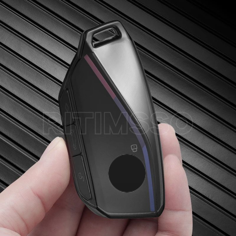 Transparent tpu remote car key case holder key cover for bmw x1 u11 2023 series 7 thumb200