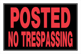 Posted No Trespassing Sign 8&quot; X 12 Fluorescent Red Plastic Legal Hillman 841840 - £14.82 GBP