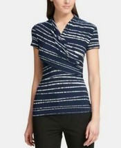 Dkny Women&#39;s Ruched Striped Top - £15.44 GBP