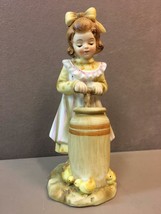Vintage Girl with Butter Churn &amp; Chickens Inarco Japan Bisque E-5823 - £31.64 GBP