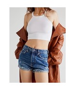 New FREE PEOPLE We the Free The Lasso Denim Shorts $78 Size 26 Raw Hem - $59.08 CAD