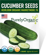 Purely Organic Products Purely Organic Heirloom Cucumber Seeds (Marketmore 76) - - £13.16 GBP