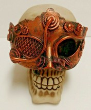 Steampunk Halloween Grinning Skull Decoration Resin - £19.51 GBP