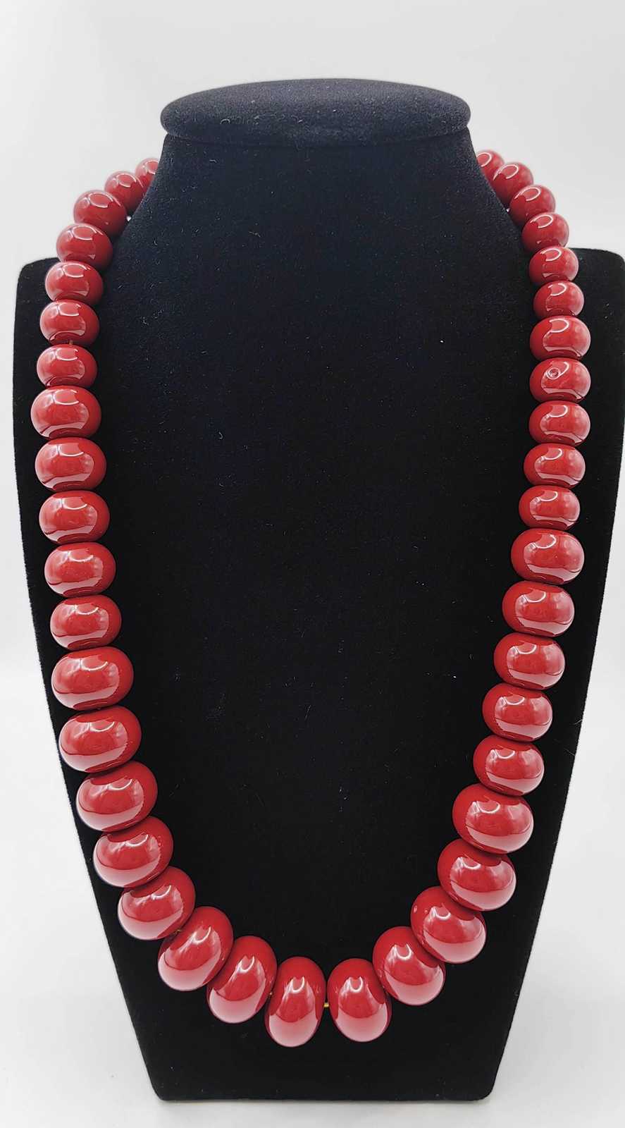 Aka  Red Coral  with Clasp  Large 10-20mm Red Coral Round Rondelle Bead 17-22