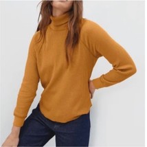 EVERLANE The Organic Cotton Turtleneck Waffle Knit Shirt Top Size XXS Marigold - £19.31 GBP