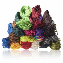 2.0Mm Satin Nylon Trim Cord Rattail Silk Cord For Jewelry Making, 16 Colors 175  - £14.94 GBP