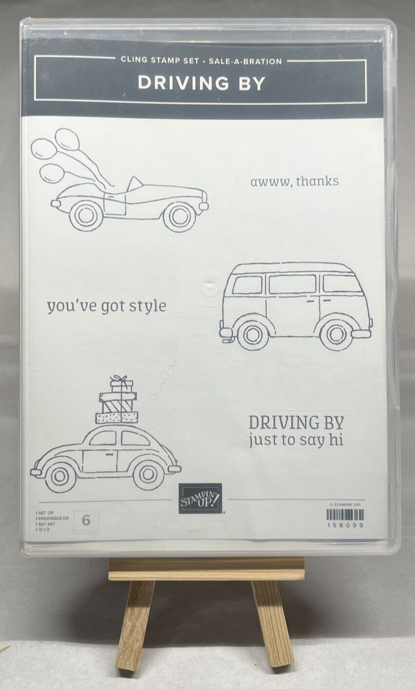 Stampin Up Cling Stamp Set Driving By VW Bus Car Say Hi Thanks New - $6.50