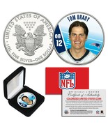 TOM BRADY QB #12 Patriots NFL Background 1 oz PURE SILVER AMERICAN EAGLE... - £66.14 GBP