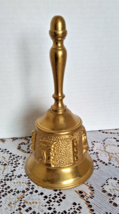 Vintage Solid Brass Bell With Raised Repeated King Face Profiles - $55.62