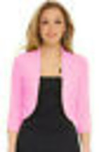 Woman/Girls 3/4 Sleeve Bolero Sweater Jacket Open Shrug Cardigan XL Petite Pink  - £11.98 GBP