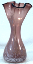 Pilgrim Hand Blown Spatter Art Glass Purple and White Ruffled Vase   - £20.82 GBP