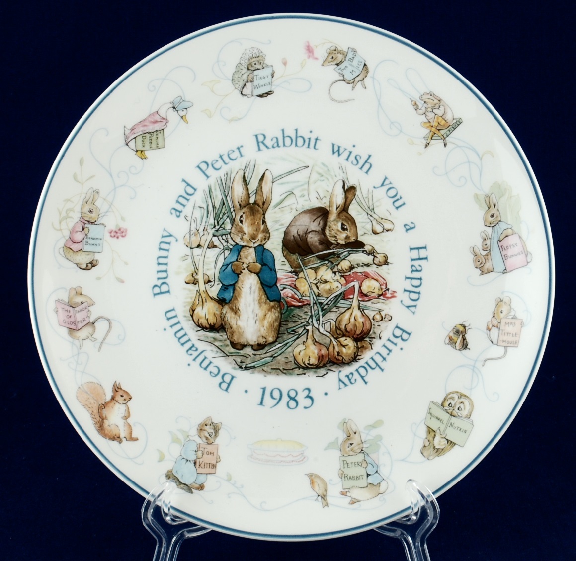 Wedgwood 1983 Peter Rabbit Happy Birthday Plate Beatrix Potter Benjamin Bunny - $15.00