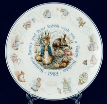 Wedgwood 1983 Peter Rabbit Happy Birthday Plate Beatrix Potter Benjamin Bunny - £11.88 GBP