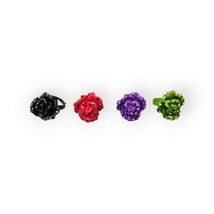 Enamel &amp; Rhinestones Flowers Adjustable Rings Floral Fashion Jewelry (Lot of 4) - £18.99 GBP