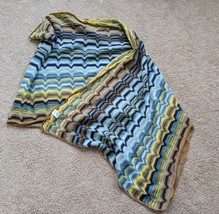 Joe Boxer Knit Scarf 100% Acrylic Tan  Multiple Colors Flame Stitch 55&quot;x10&quot; - £9.55 GBP